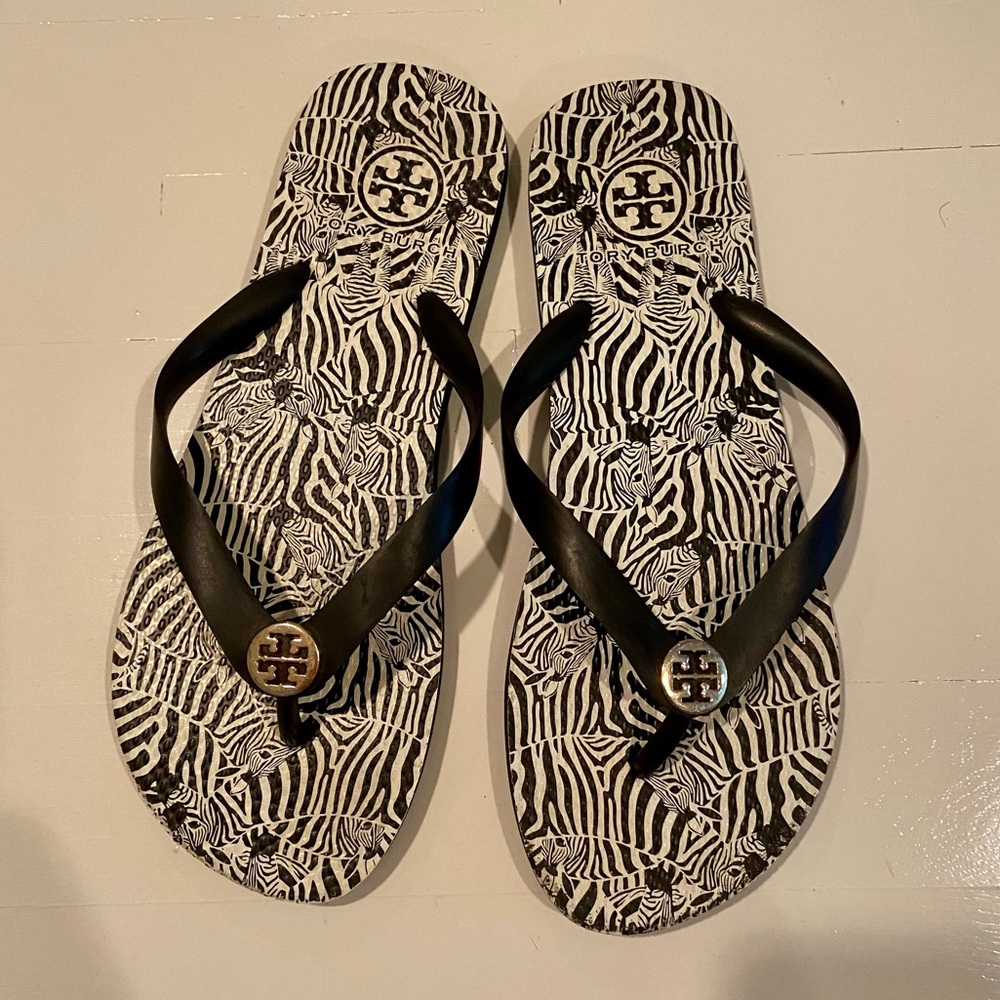 Tory Burch Zebra Flip Flops